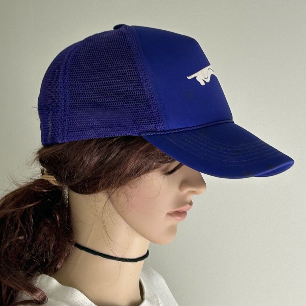 Vintage 90s Mesh Trucker Youth Dad Hat Snapback Baseball Cap Purple Pant… - Picture 2 of 9